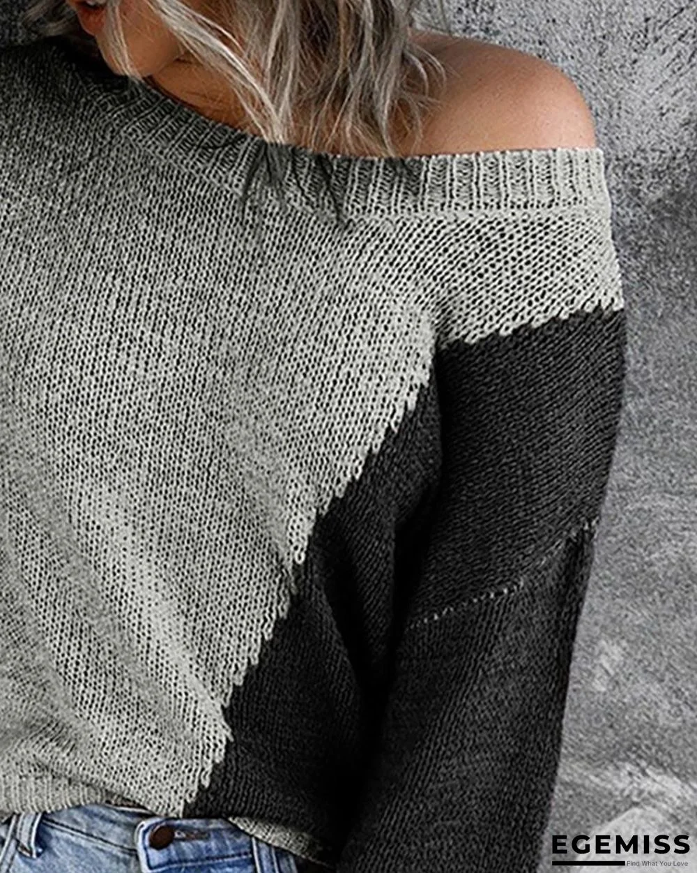 Colorblock Round Neck Long Sleeve Sweater | EGEMISS