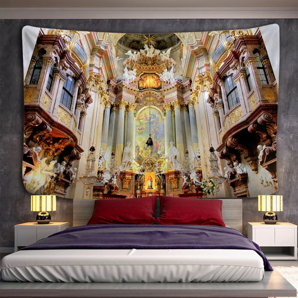 Vienna Christian Church Tapestry Home Boho Decor Witchcraft Wall Art Mural Drop Wall Cloth Christ Lord Angel Wall Tapestry