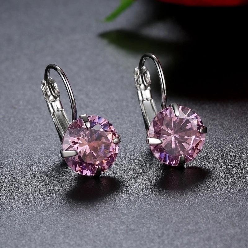 1 Pair Elegant Round Plating Inlay Copper Zircon Rhodium Plated Earrings
