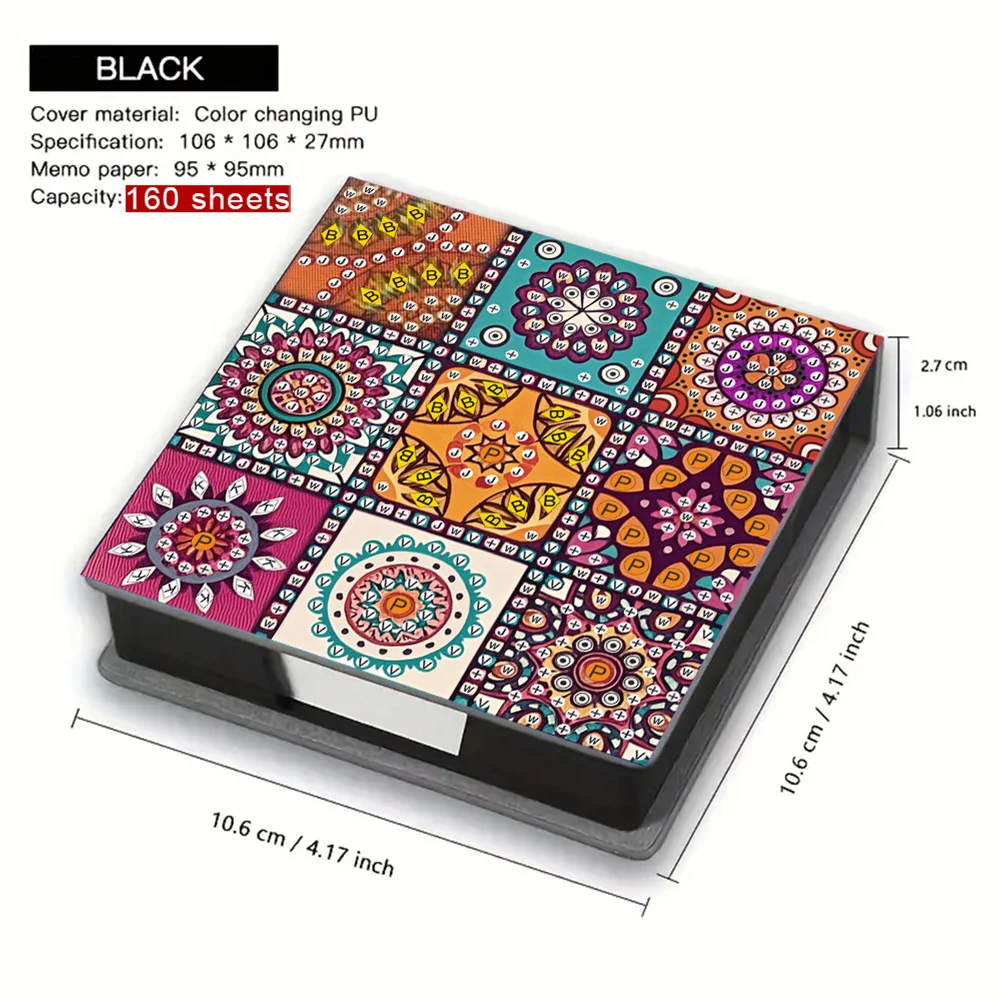 5D DIY PU Gem Painting Memo Pad Holder with 160 Sheets Paper (Mandragora)