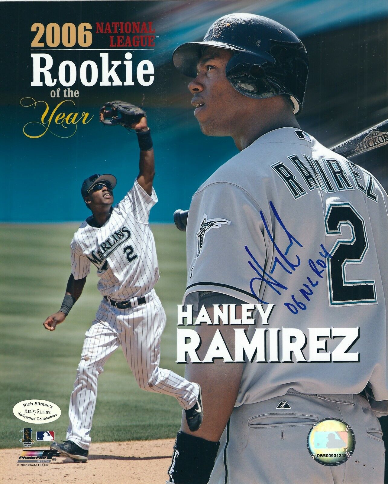 Signed 8x10 HANLEY RAMIREZ 06 ROY Florida Marlins Photo Poster painting - COA