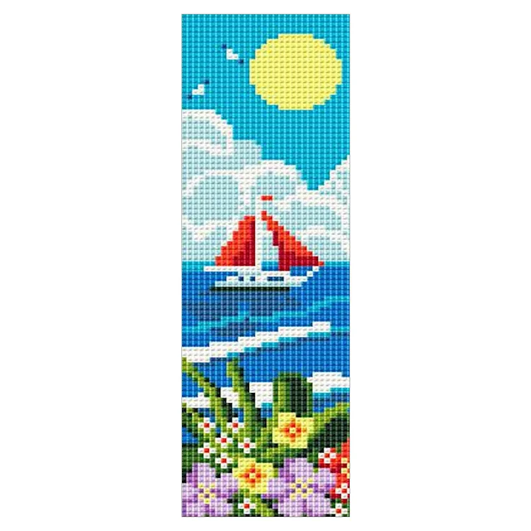 【Bookmark】11CT Stamped Double-Sided Summer Cross Stitch Bookmark Kit 25x8cm for Book gbfke