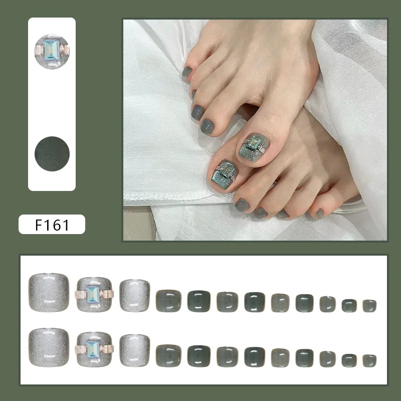 Churchf Churchf Flashing Cat Eye Nail Piece Wearing Armor Removable Toenail Piece Not Dark Green Fingernail Patch 24 Pieces