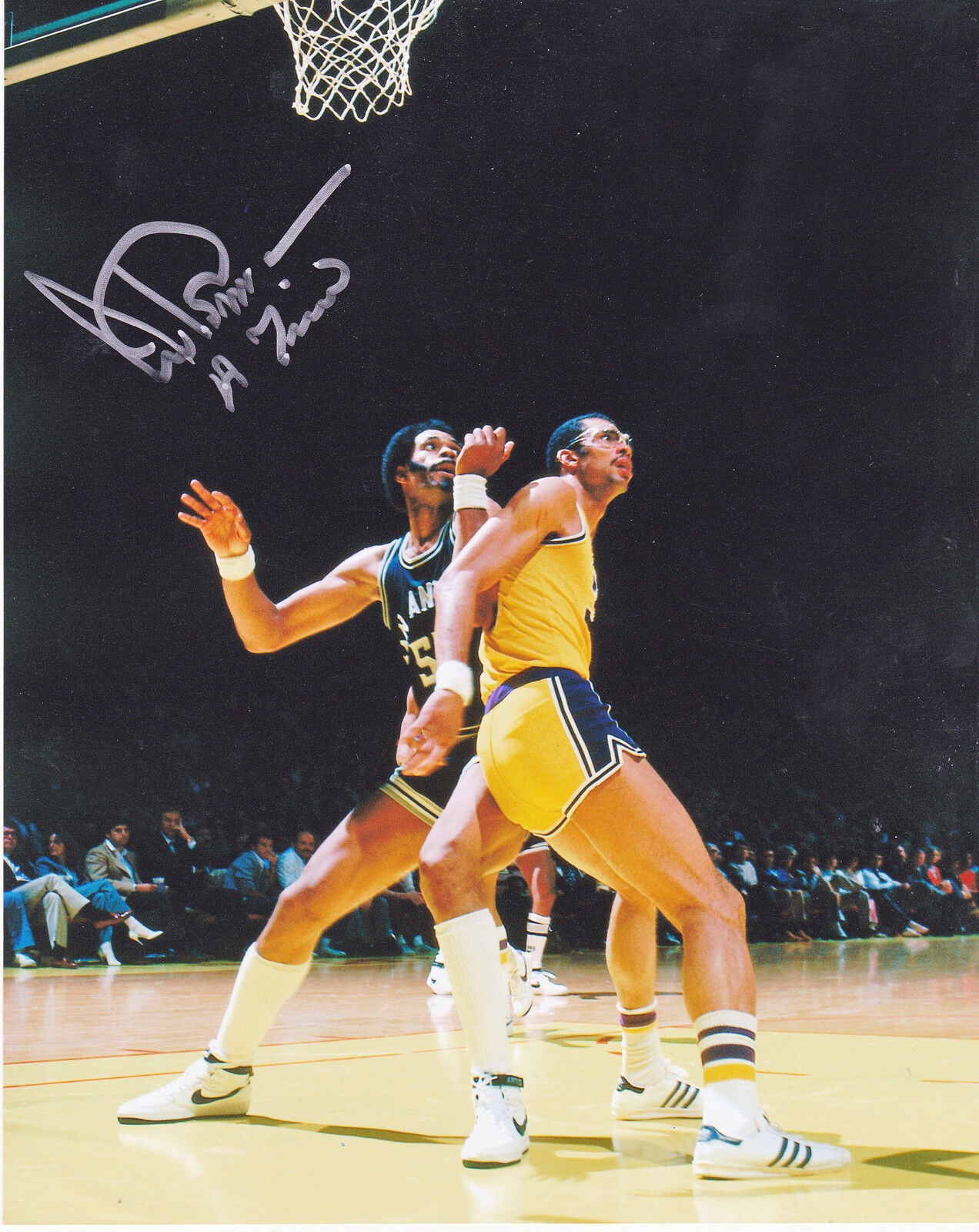 ARTIS GILMORE SAN ANTONIO SPURS W/ JABBAR ACTION SIGNED 8x10