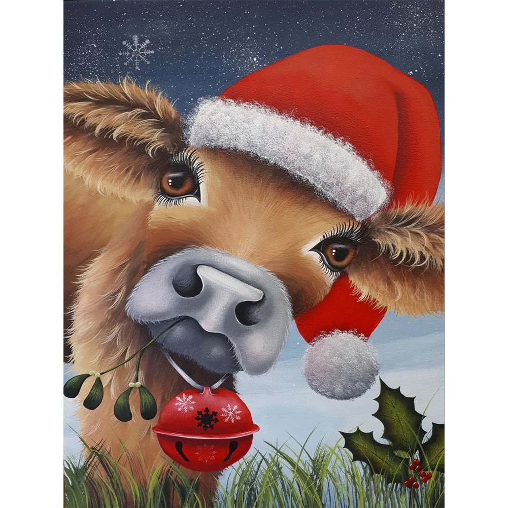 Full Square Diamond Painting - Christmas Cattle