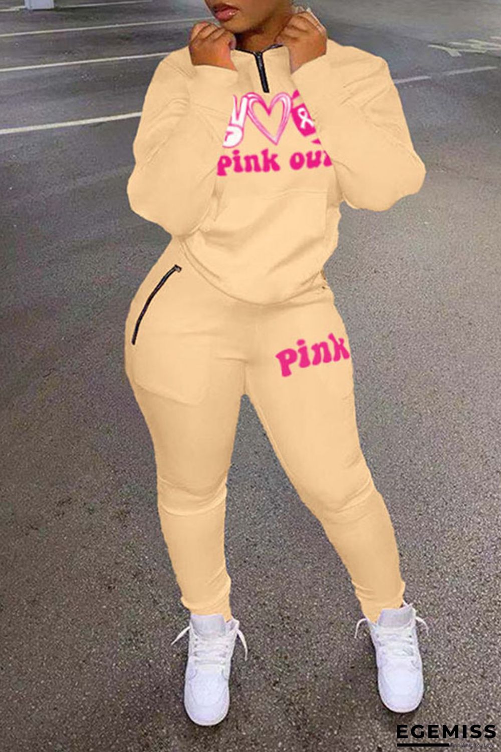 Yellow Casual Print Patchwork Zipper Collar Long Sleeve Two Pieces | EGEMISS