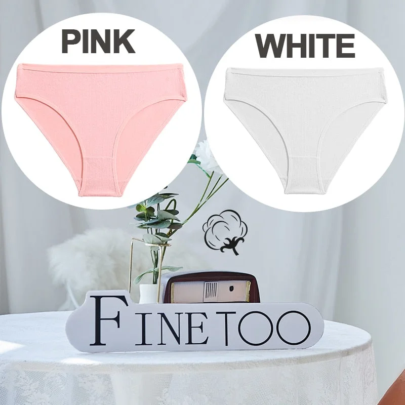 FINETOO 1/2PCS Sexy Panties Women Underwear Cotton Panties Female Underpants Solid Color Soft Woman Briefs M-XL Pantys Lingerie