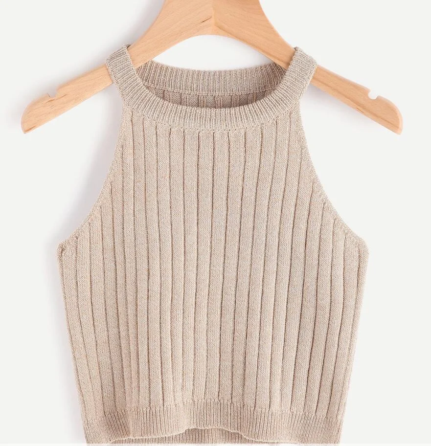 Knitted Women Tops Sleeveless Sweater Crop Tops Female Fashion Tank Top Underwear Lingerie Streetwear mujer Tee Camisole Woman