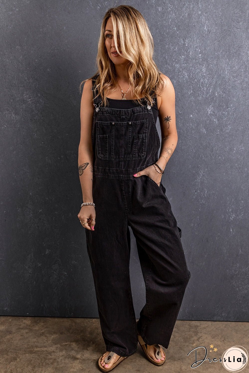 Adjustable Buckle Straps Denim Overalls