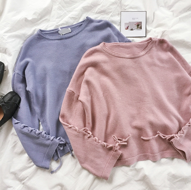 Blue/Pink Pastel Laced Knitting Sweater SP1711464