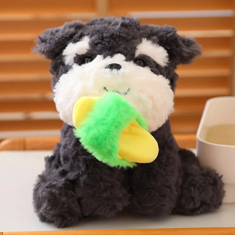 Cuteee Family Kawaii Sooty the Black Fluffy Dog with Slipper Plushie | NEW