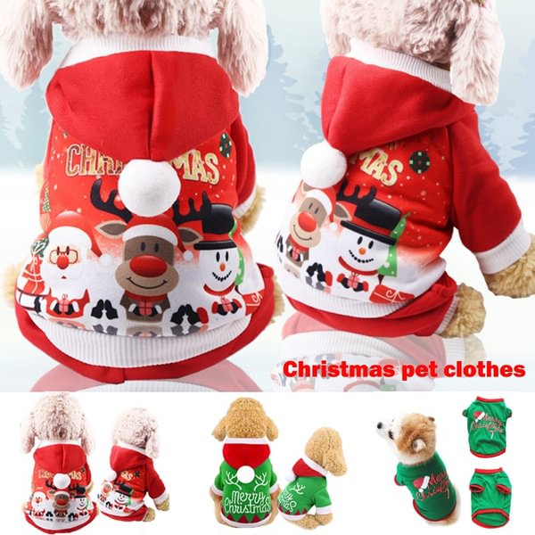 Cute Christmas Pet Clothes Small Dogs Cats Santa Costume Kitten Puppy Outfit Hoodie Warm Pet Dog Clothes Clothing Accessories - Shop Trendy Women's Fashion | TeeYours