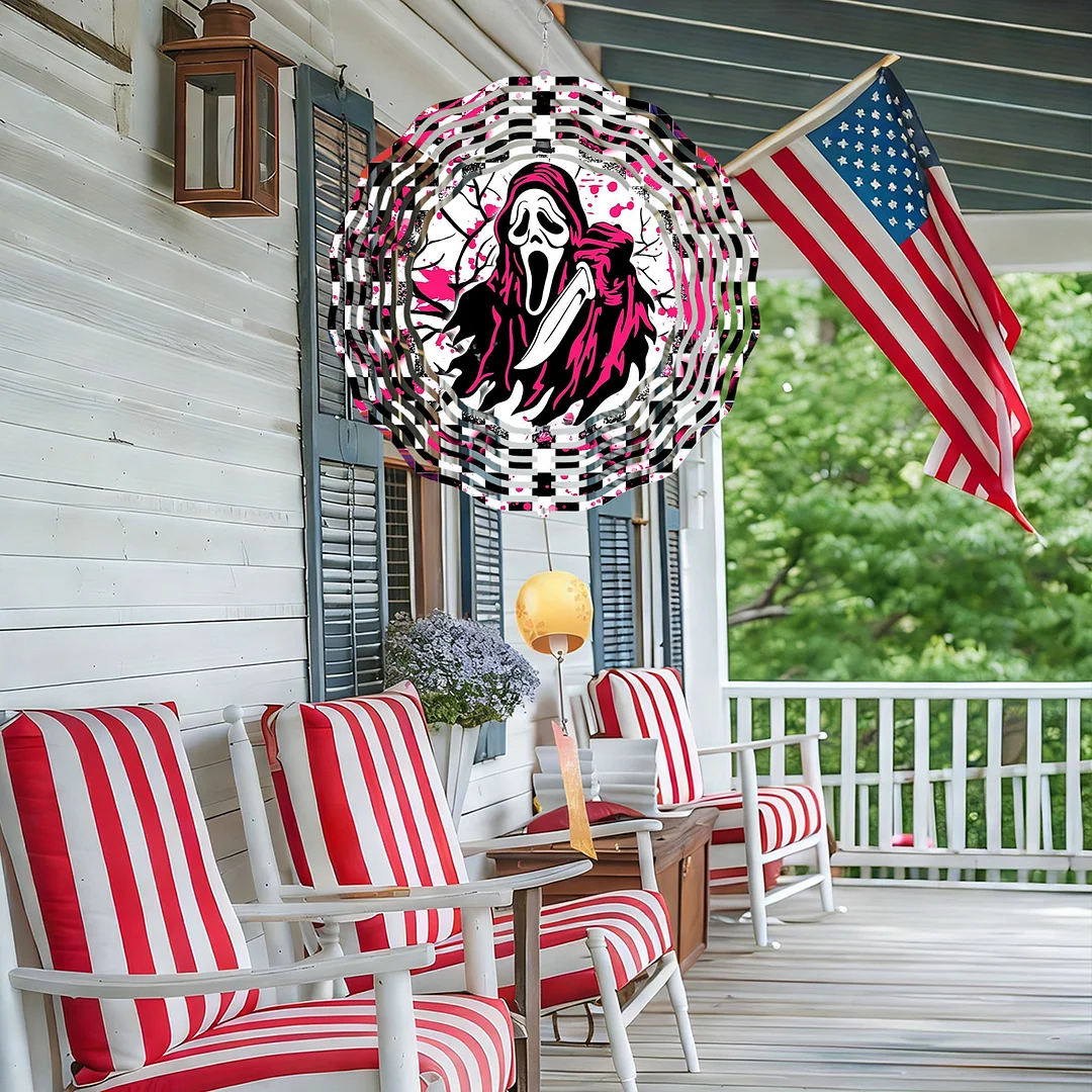 3D Hanging Wind Spinner 360 Degree Rotating 10-Inch Garden Wind Spinners Hanging Wind Catcher Art Gift for Home Garden Halloween Christmas (witch)