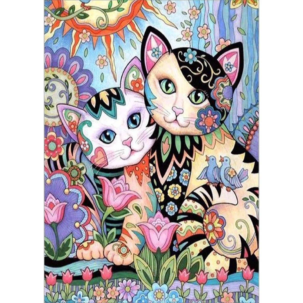 

40*30CM - 2 Cats - Round Drill Diamond Painting, 501 Original