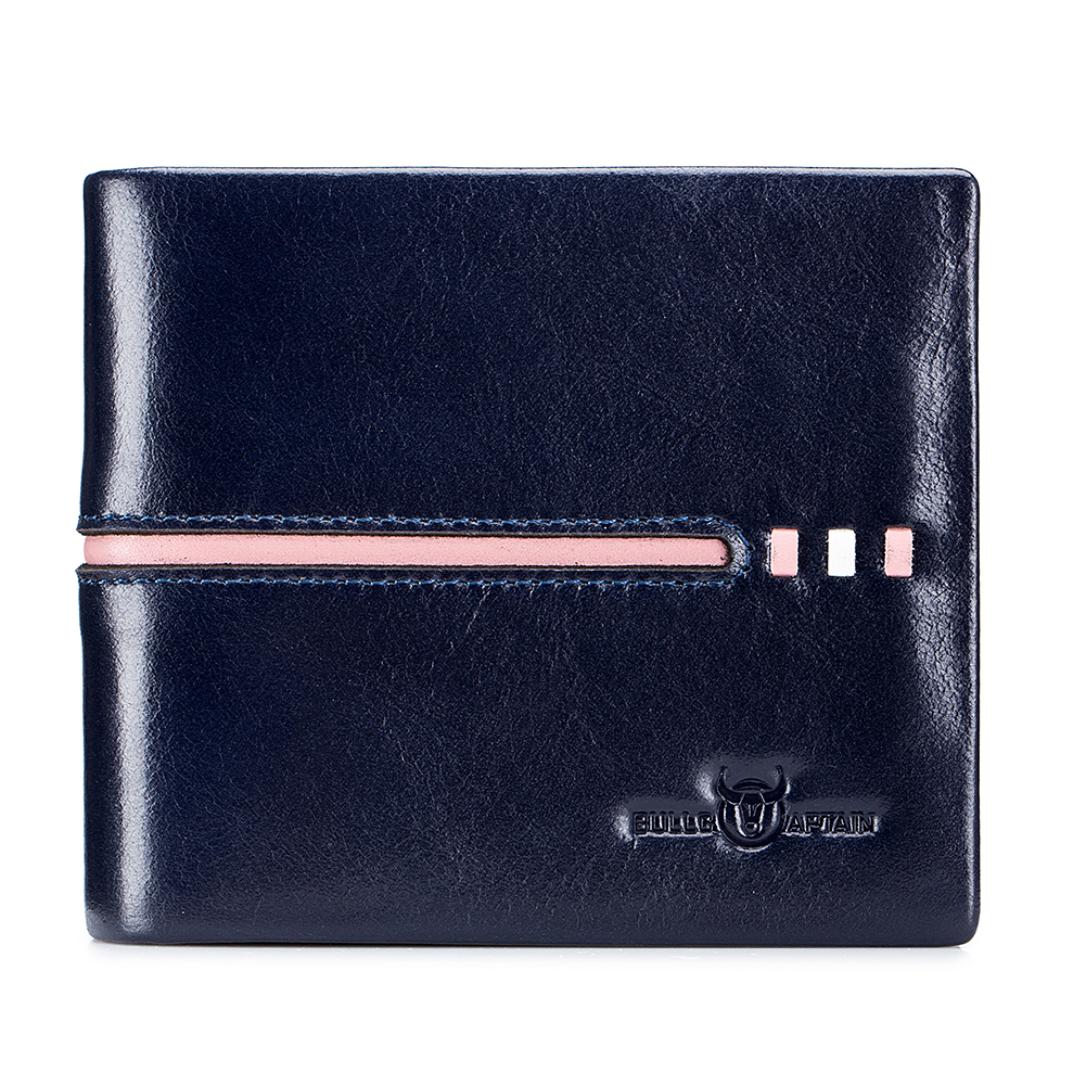 

Small Genuine Leather Men Wallet Bifold Card Holder Short Purse (Blue), 501 Original