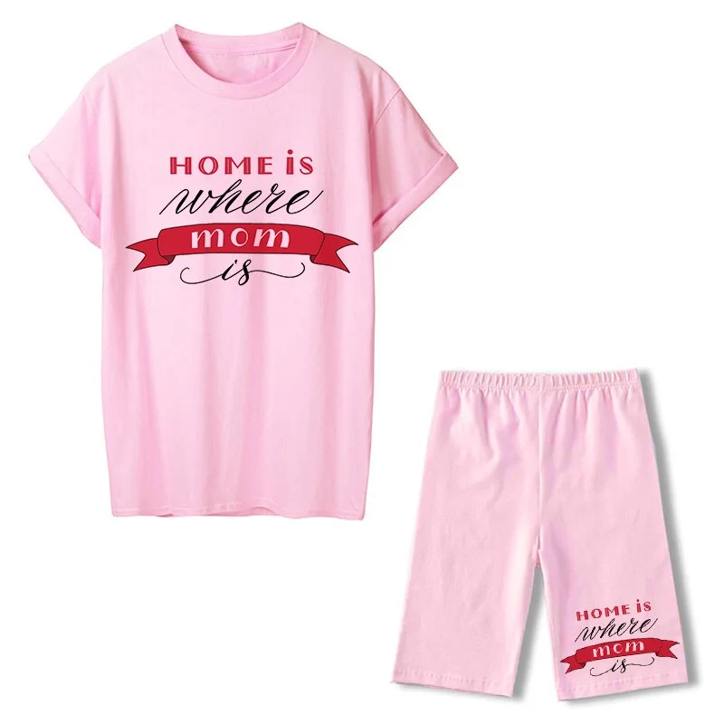 Women Two Piece Set Super Mom Tshirts & Shorts Set Summer Short Sleeve Jogging Biker Shorts Sexy Outfit For Woman Track Suit