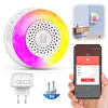 Wifi Sound and Light Alarm Sensor App Remote Control Plug-in Home Alarm 105dB Sounder Voice Broadcast Alarm for Vibration CO VOC PIR for Kids Garage Office
