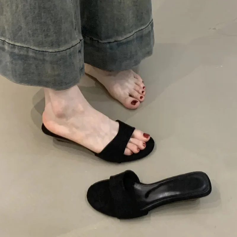 Breakj Breakj Velvet Noodles Small Slope And Dew Slippery Slippers Women Wear Comfortable Soft Soles Pedal Cool Slippers