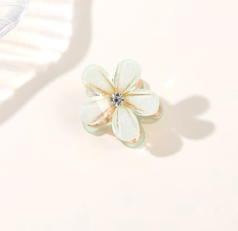 Women’s Sweet Minimalist Flower Metal Inlay Resin Rhinestones Pearl Hair Claws