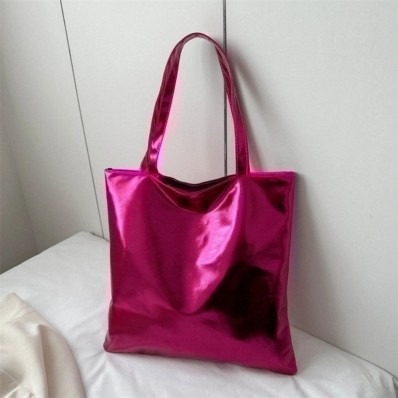 Women’s Large Pu Leather Solid Color Streetwear Square Zipper Shoulder Bag Handbag Tote Bag