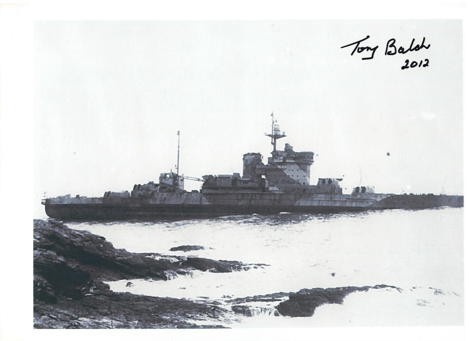 TONY BALCH HMS WARSPITE D-DAY VETERAN RARE SIGNED Photo Poster painting