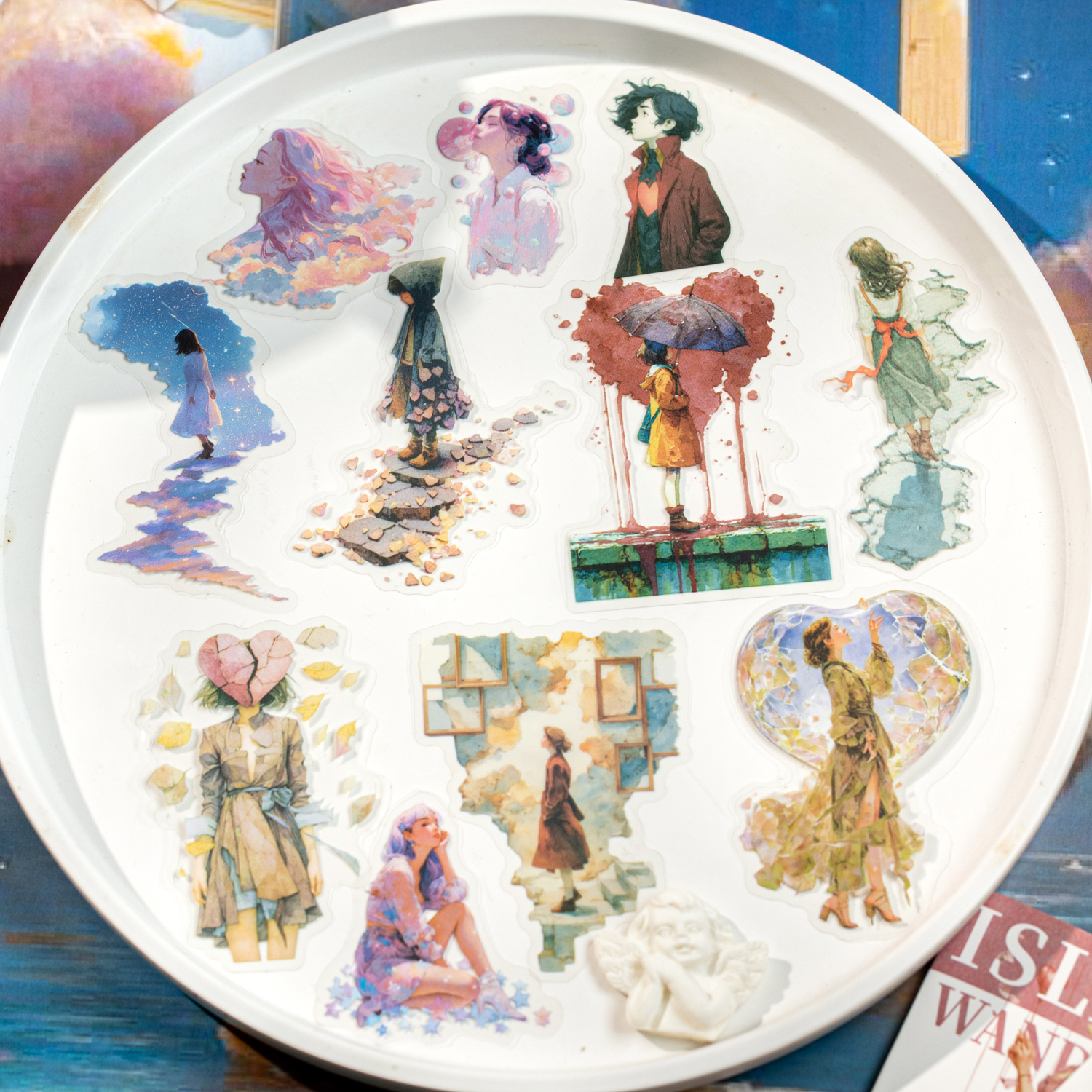 PET 스티커 - 섬 방랑 시리즈 빈티지 캐릭터 구름