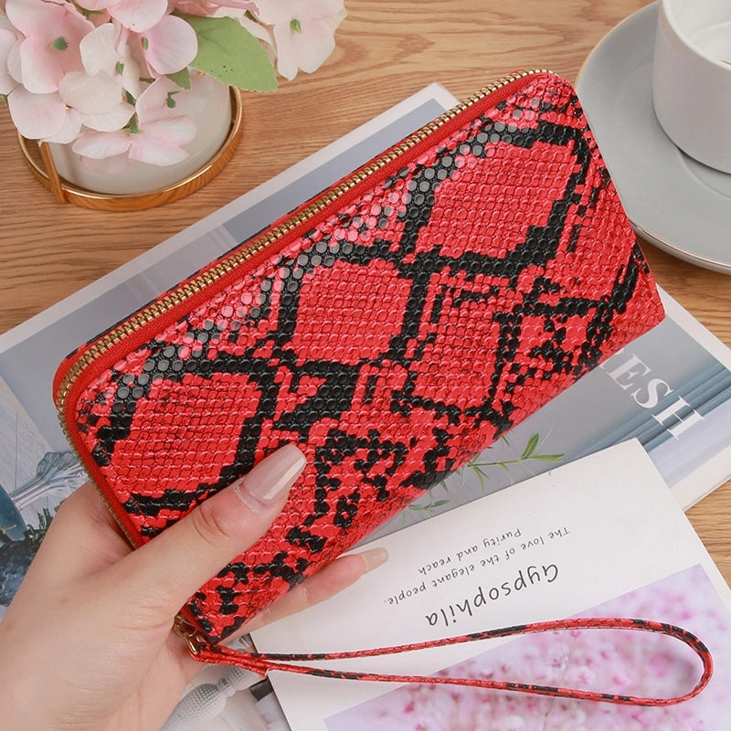 Unisex Snakeskin Pu Leather Zipper Wallets