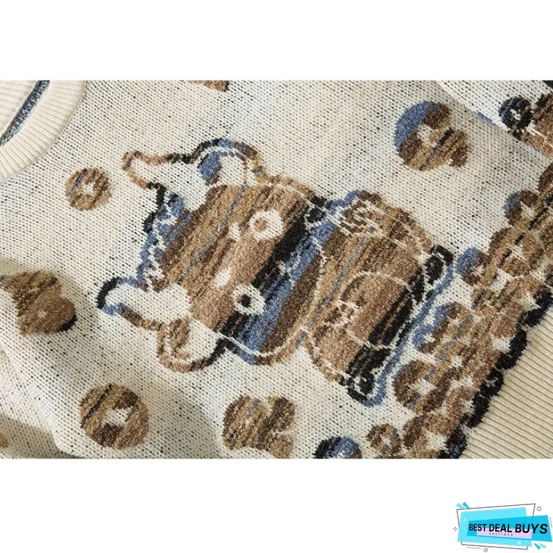 Color-block Dragon Pattern Jacquard Pullover