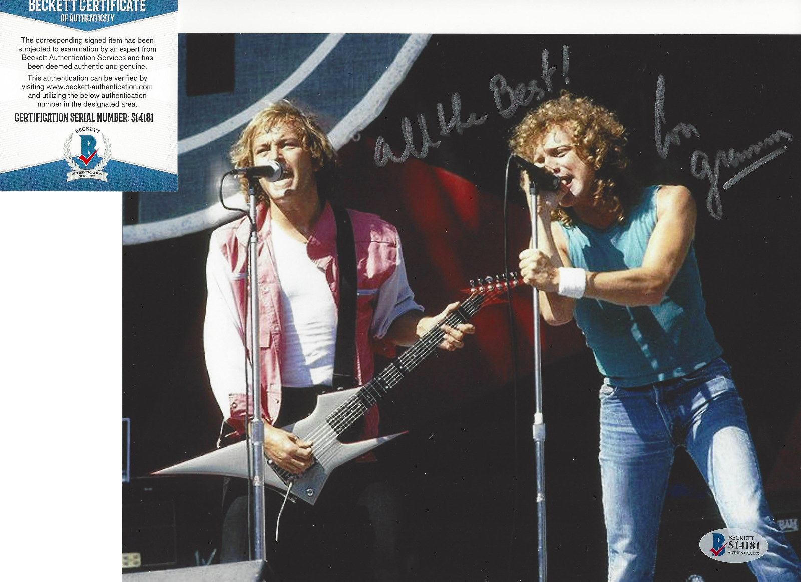 FOREIGNER LEAD SINGER LOU GRAMM SIGNED AUTHENTIC 8X10 Photo Poster painting BECKETT COA BAS