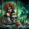Skull-11CT Stamped Cross Stitch 40*40cm tapestrymarket