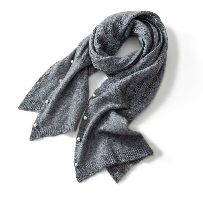 100% Cashmere Scarf With Pearl REAL SILK LIFE