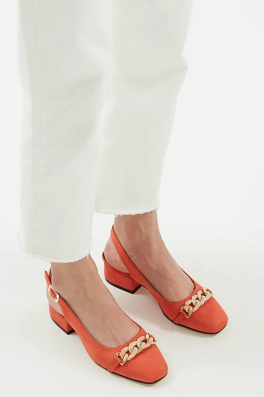 Mio Gusto Brand MONICA, Orange / Black / Blue/Powder, 3Cm Low Heel, fine Quality Women 's Shoes Pumps