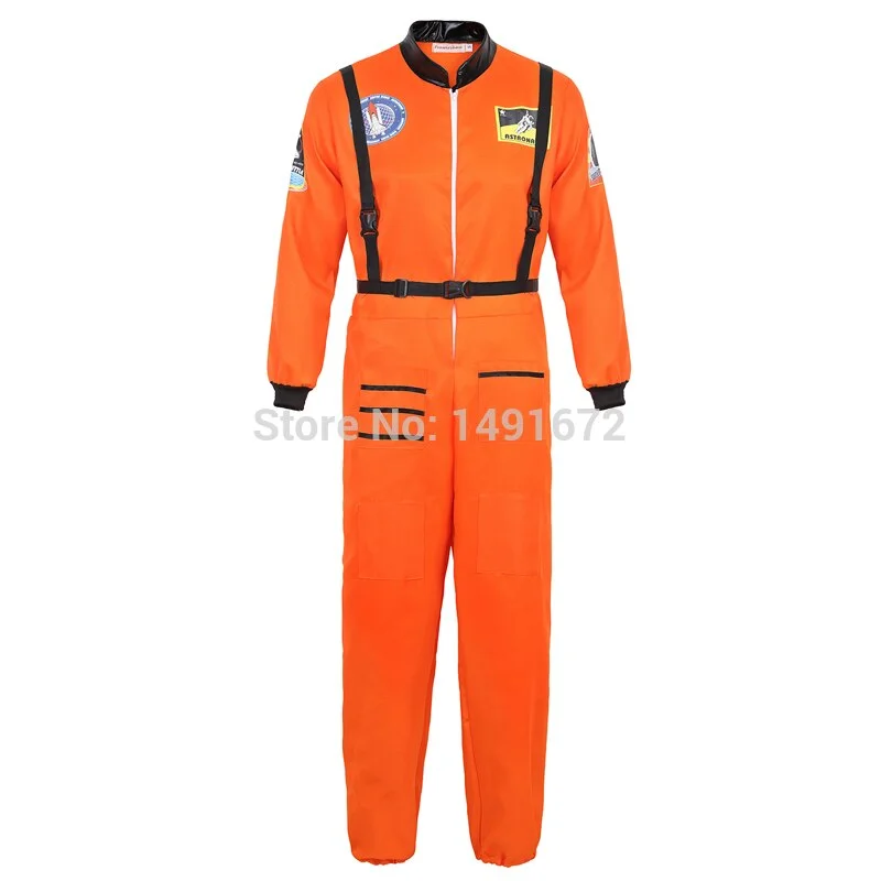 astronaut costume adult astronaut women men flight space suit jumpsuit halloween cosplay one piece overalls blue white orange