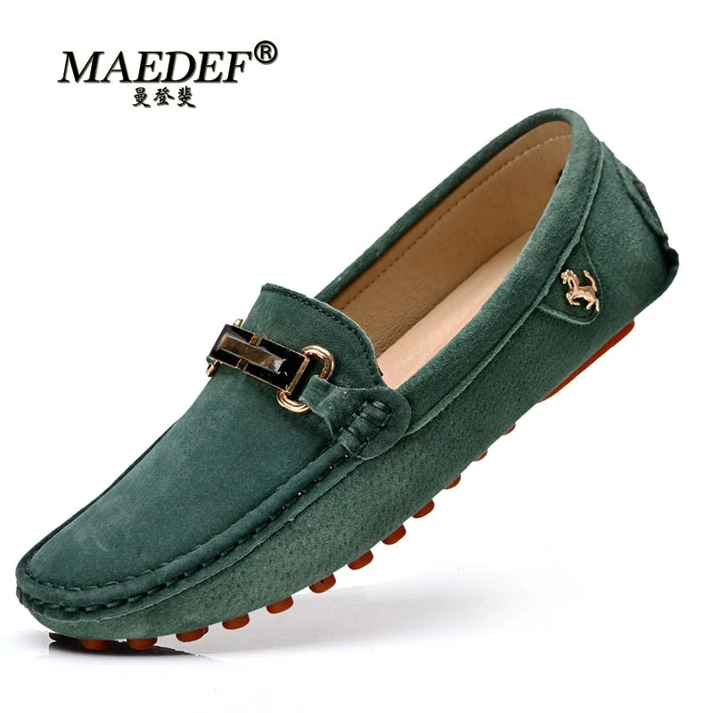 Loafers Men Fashion Suede Shoes Genuine Leather Slip-on Shoes Moccasins Soft Sole Driving Shoes for Men