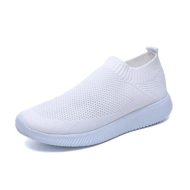 Sneaksrs Women Shoes 2020 Fashion Knitting Breathable Walking Shoes Slip on Flat Shoes Comfortable Casual Shoes Woman Plus Size