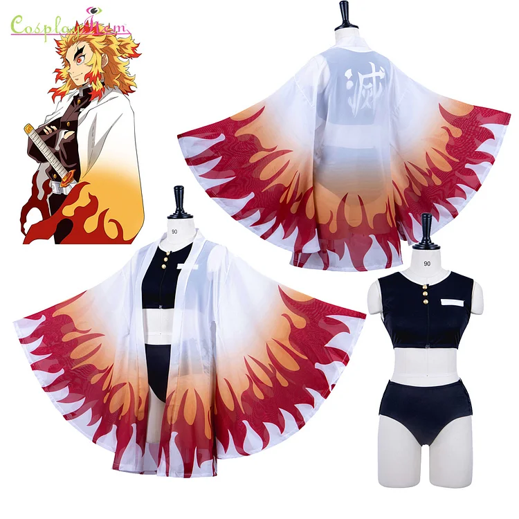 Demon Slayer Rengoku Kyoujurou Bikini Swimsuit Cosplay Costume