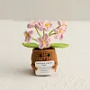 (Finished Product)Crochet Flower Potted Doll with Positive Card Desktop Ornaments, Potted Plants, Bouquets Gift Home Decor