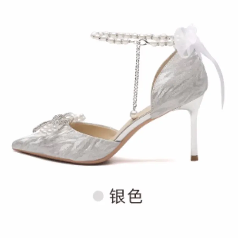 Breakj Breakj High Heels Fairy 18-Year-Old Rite Crystal Wedding Shoes Bridal Shoes New French Fine Heel Not Tired Single Shoes