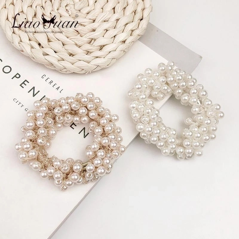Couple Fashion Artificial Pearl Hair Tie