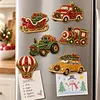 6PCS Vehicles DIY Pearl Diamond Painting Christmas Fridge Magnets, Sparkling Rhinestone Refrigerator Magnet Craft Kit for Home Decor & Gifts