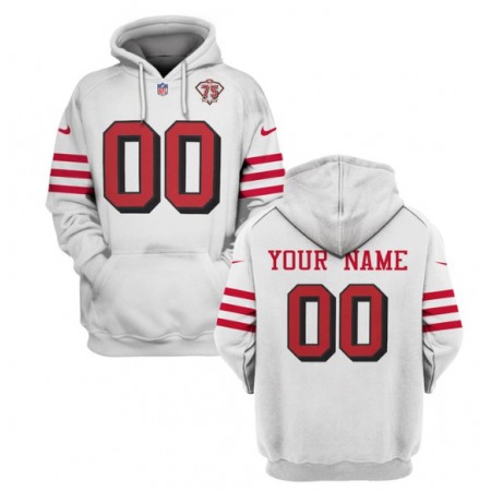 Men's San Francisco 49ers Active Custom 2021 White 75th Anniversary Pullover Hoodie J130