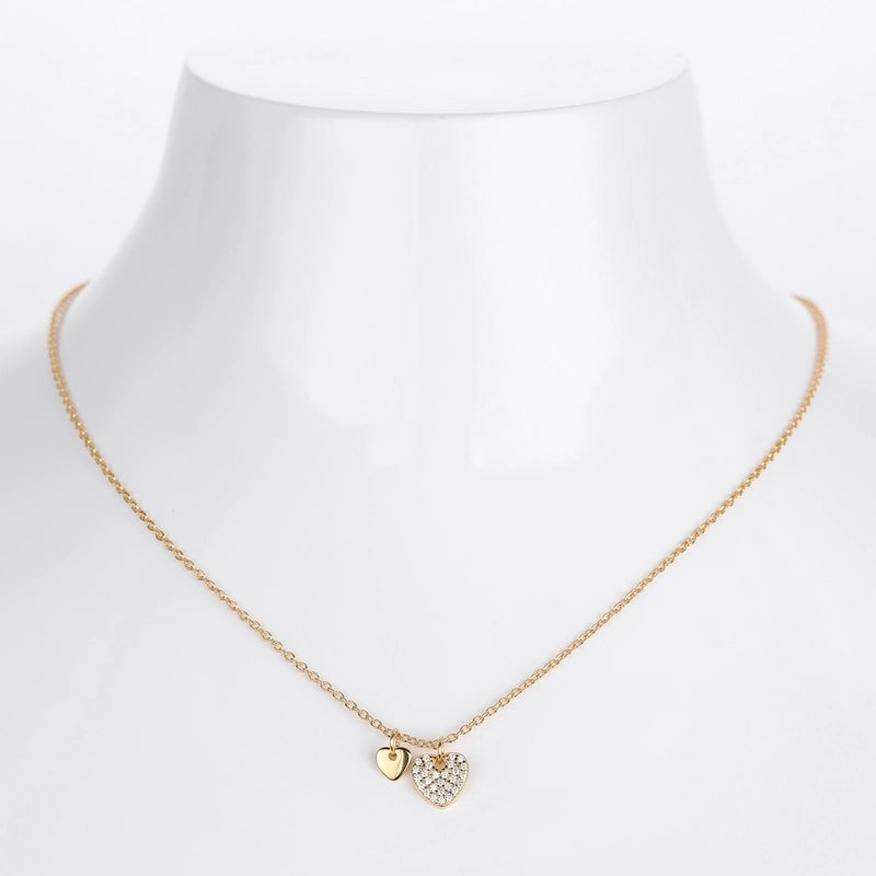 925 Sterling Silver 925 Sterling Silver Rack Plated Plated Long-Lasting Plated Zircon Inlay Heart Shape Pendant Necklace