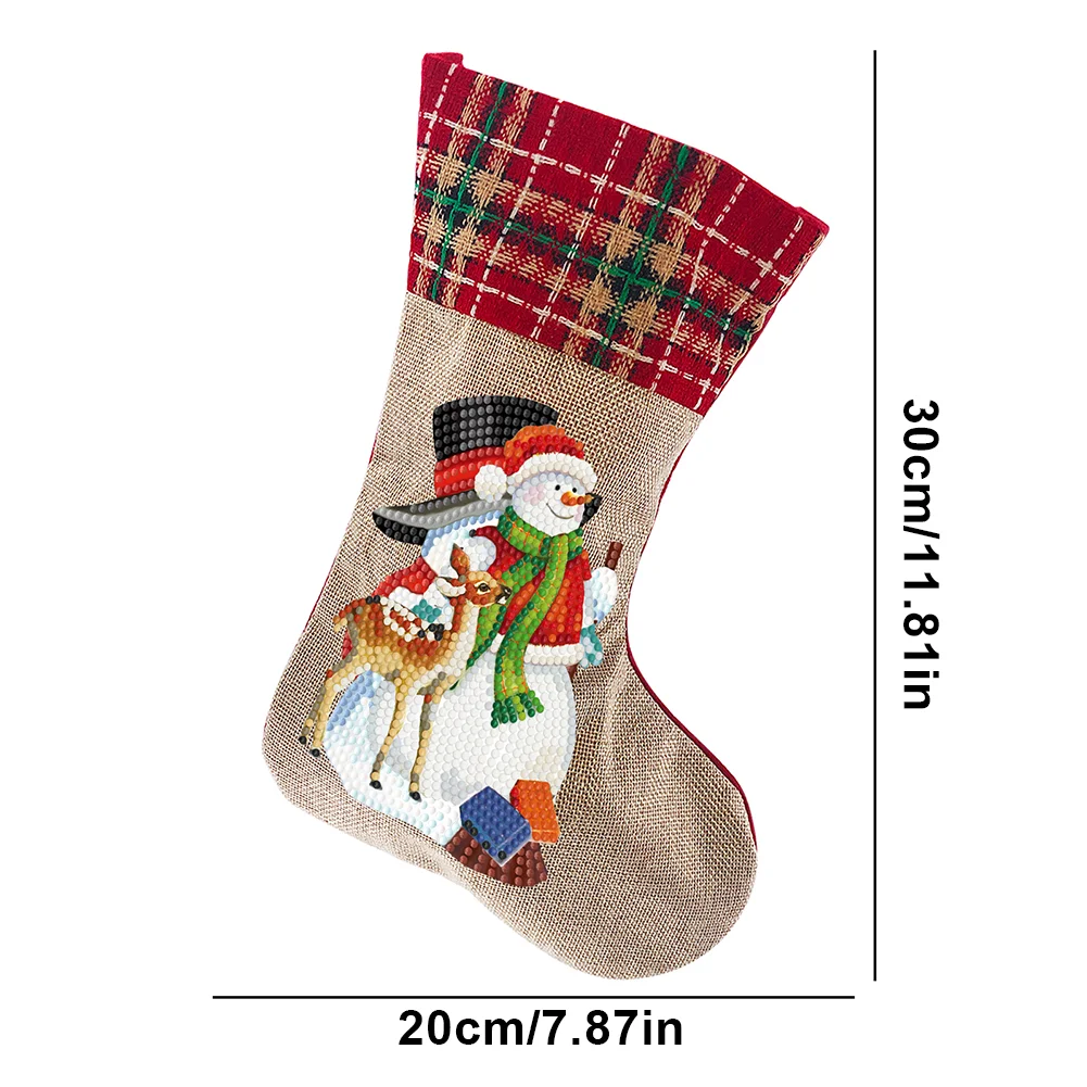 DIY Snowman Christmas Socks Decor DIY Diamond Art Kits for Family Party Decoration(20*35cm)