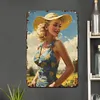 Pin up girl - Panneaux en &eacute;tain m&eacute;tallique(20*30cm/30*40cm)