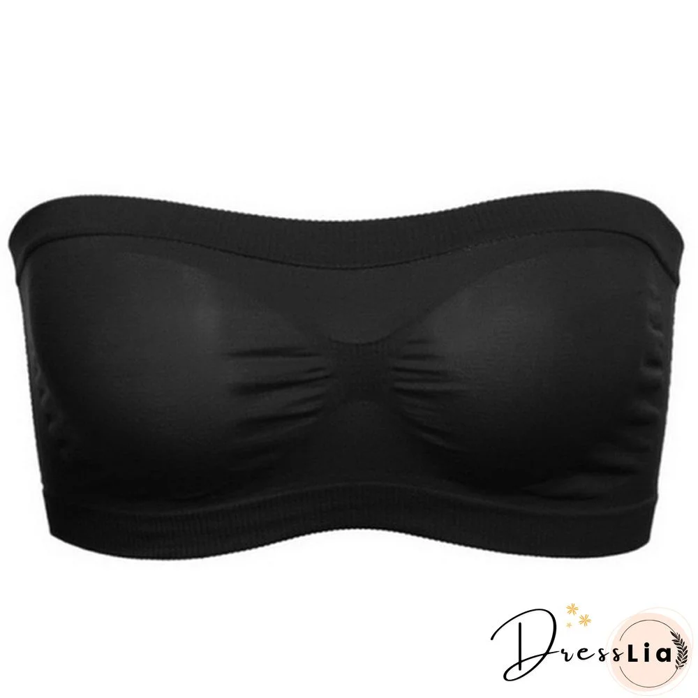 Women Seamless Strapless High Elastic Wrapped Invisible Strapless Soft Chest Wraps Tube Tops Push Up Bra Breathable Crop Top