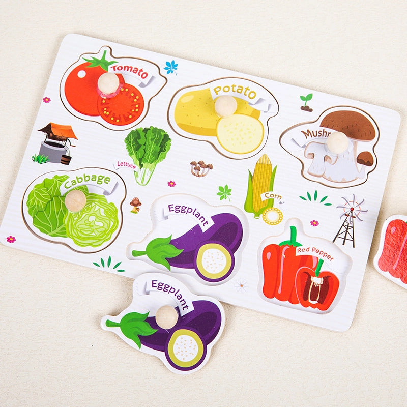 Wooden Nail Baby Animal Digital Hand Grip Board Wooden Children's Three-dimensional Puzzle Puzzle Toy Yiwu Toy