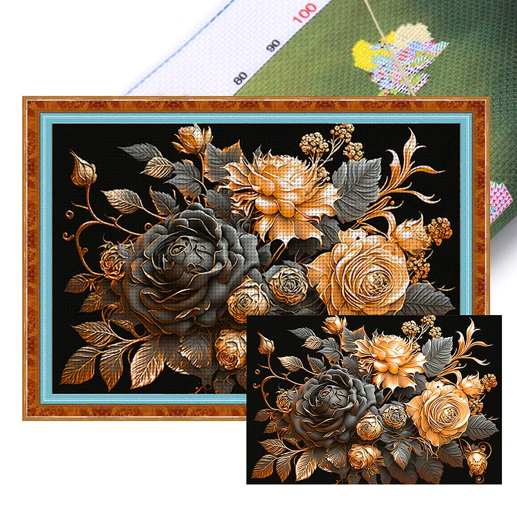 Metal Rose 11CT (60*40CM) Stamped Cross Stitch gbfke