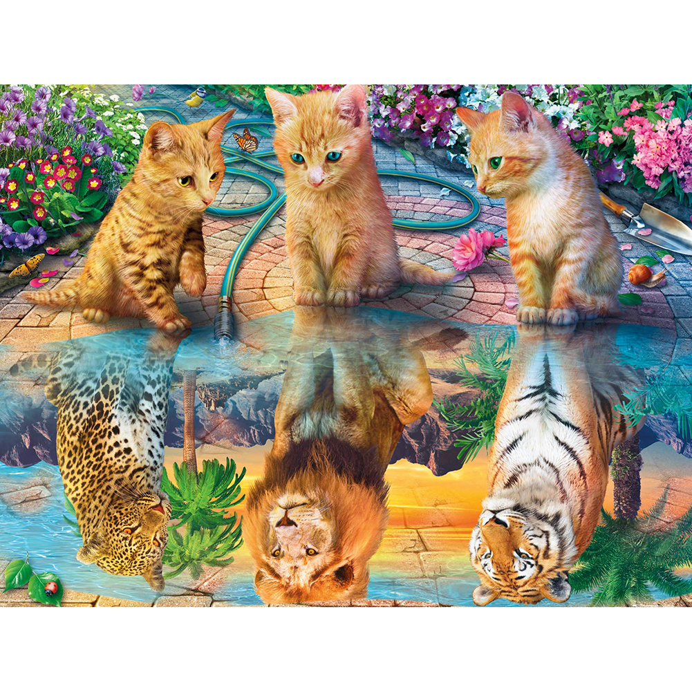 

Cat Reflection - Round Drill Diamond Painting - 30*40CM, 501 Original