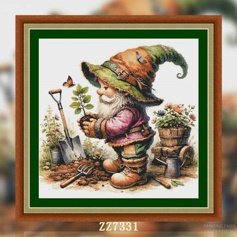 [ZZ7331-Gardener Dwarf] Painting Fairy Cross Stitch