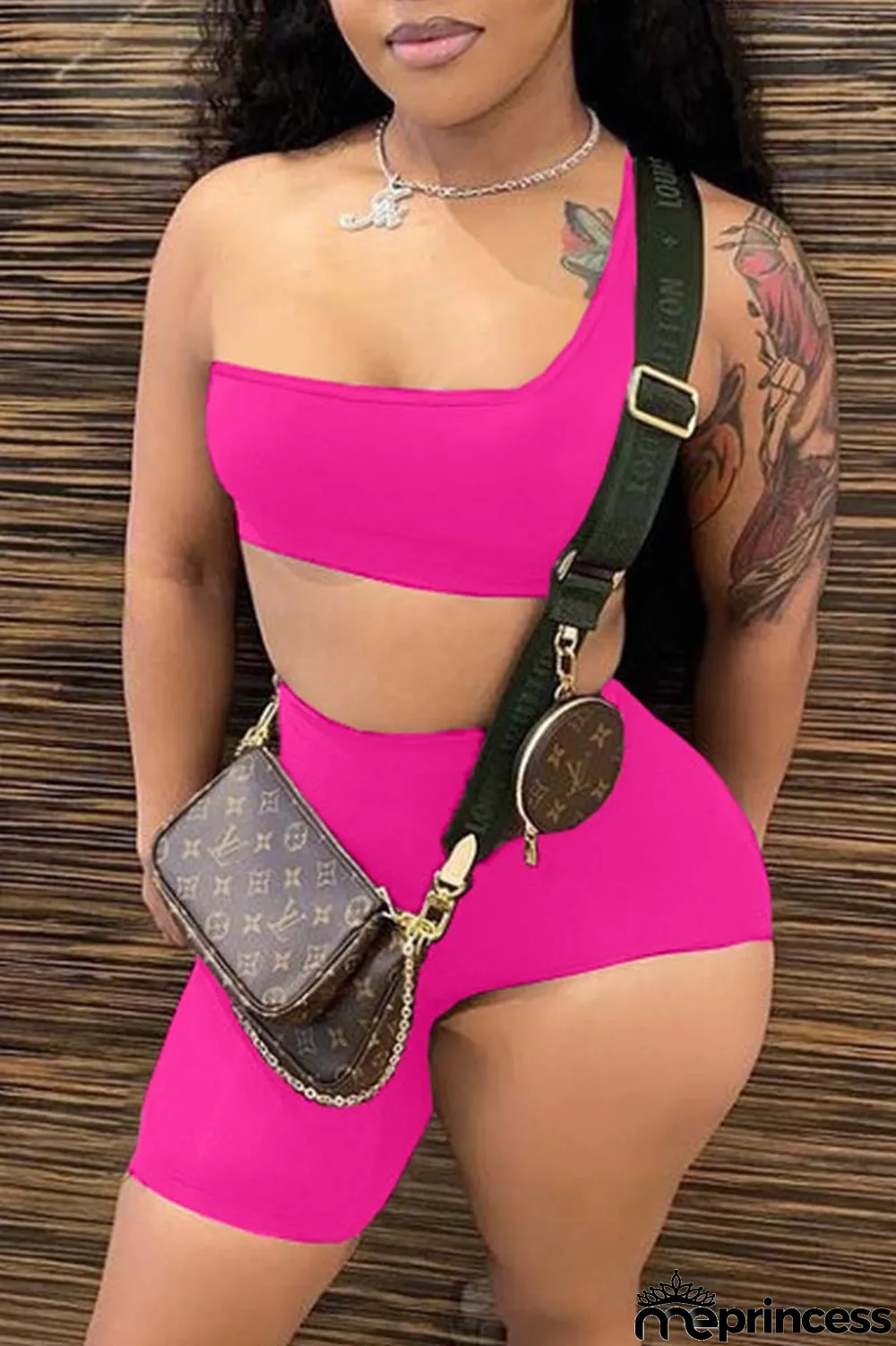 White Sexy Casual Asymmetrical One Shoulder Sleeveless Two Pieces